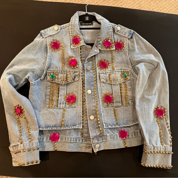 Jackets & Blazers - Crystal Studded Denim Jacket! Size -Small!